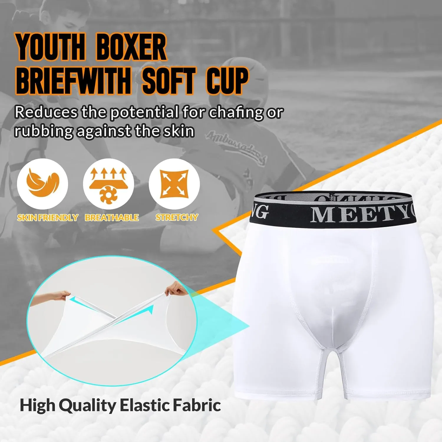 Youth Boys Athletic Compression Sliding Shorts with Soft Cup Pocket for Baseball Football Lacrosse Hockey