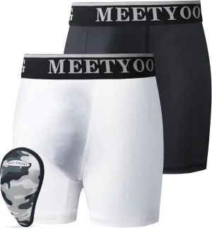 Youth Boys Athletic Compression Sliding Shorts with Soft Cup Pocket for Baseball Football Lacrosse Hockey