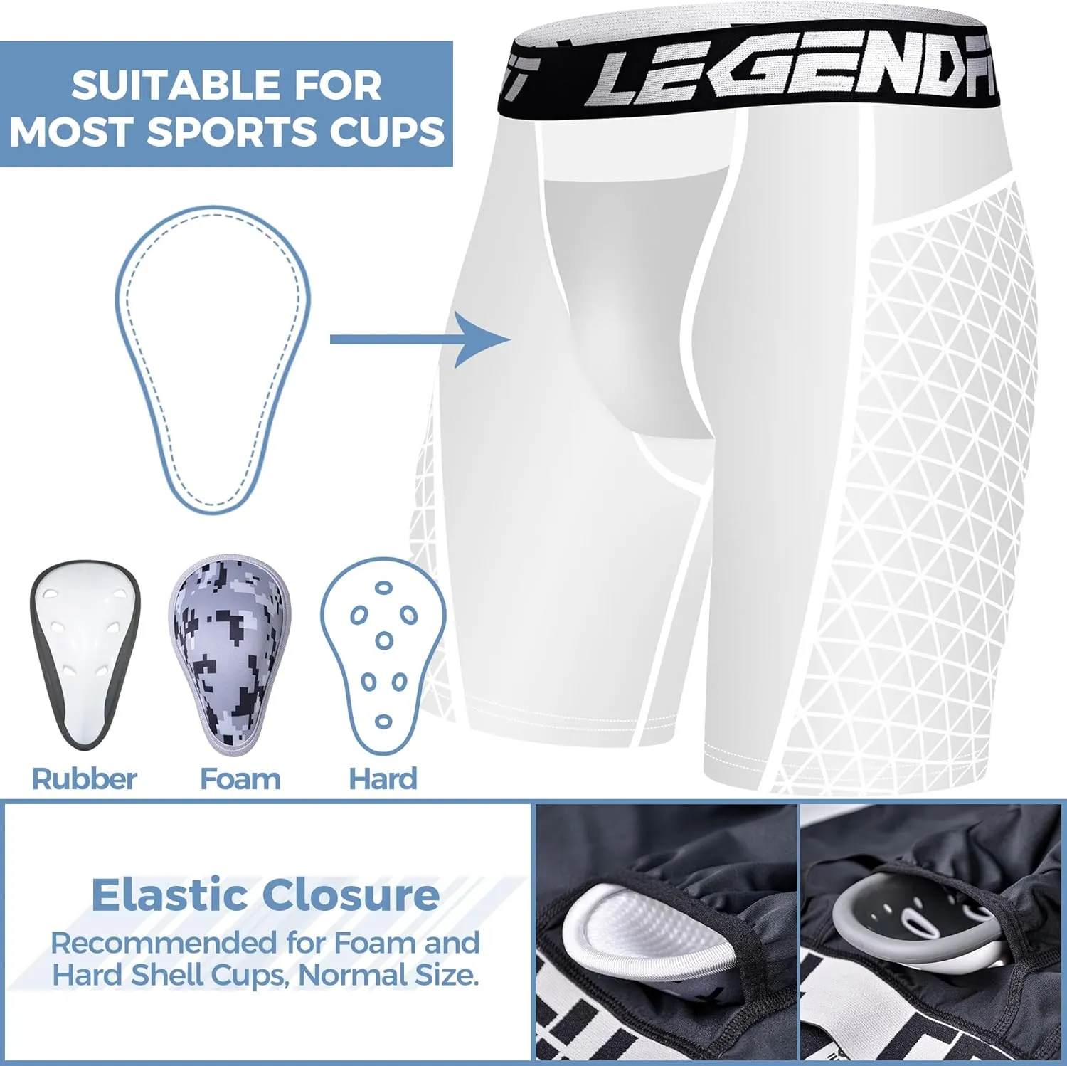 Youth Boys Baseball Sliding Shorts w/Cup Protective Athletic Compression Underwear Peewee Football Lacrosse Cricket