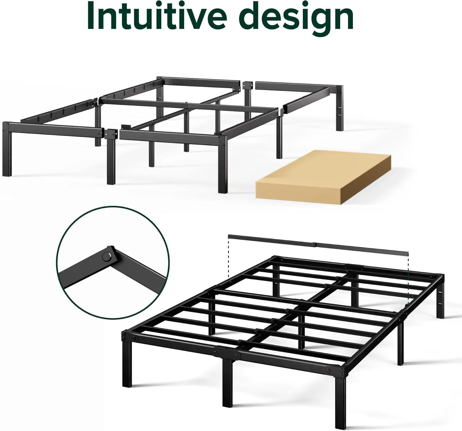 ZINUS 14 Inch Elias Metal Platform Bed Frame, Steel Support, No Box Spring Needed, Easy Assembly, Twin