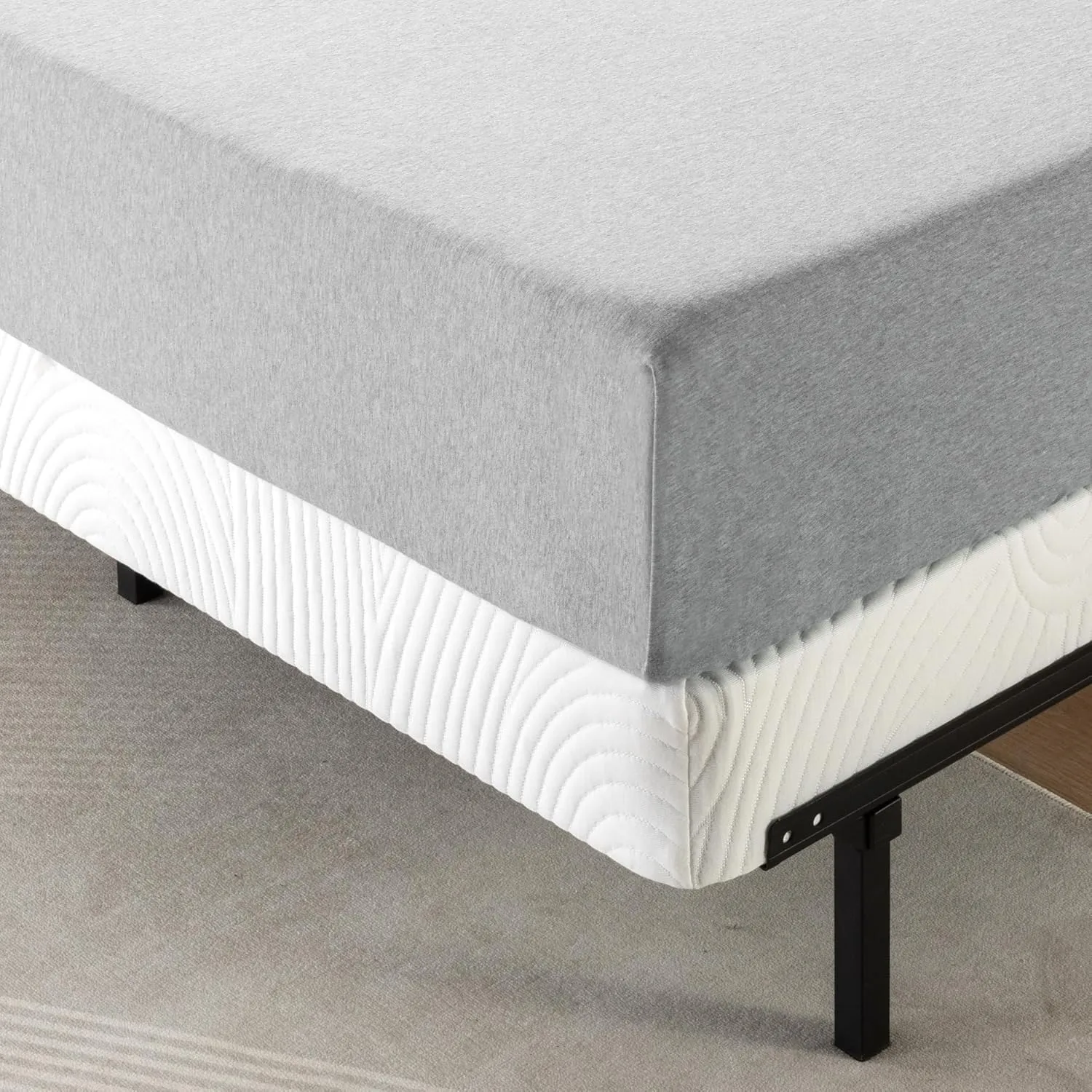 ZINUS 4 Inch Box Spring with Cover, No Assembly Mattress Foundation, Sturdy Metal Structure, Split King, White