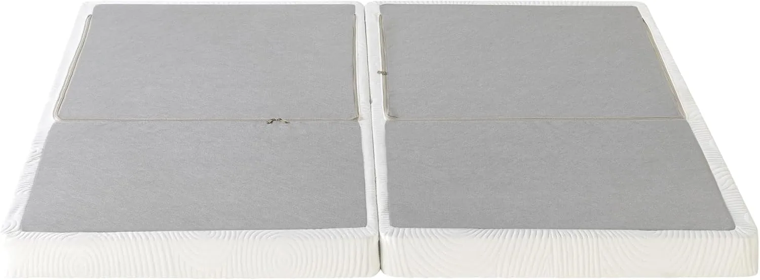 ZINUS 4 Inch Box Spring with Cover, No Assembly Mattress Foundation, Sturdy Metal Structure, Split King, White