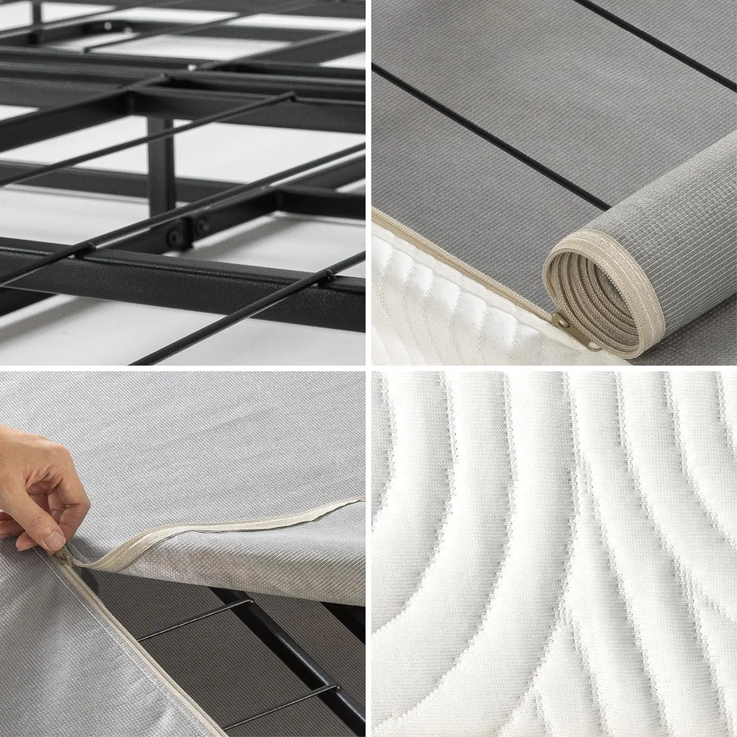 ZINUS 4 Inch Box Spring with Cover, No Assembly Mattress Foundation, Sturdy Metal Structure, Split King, White