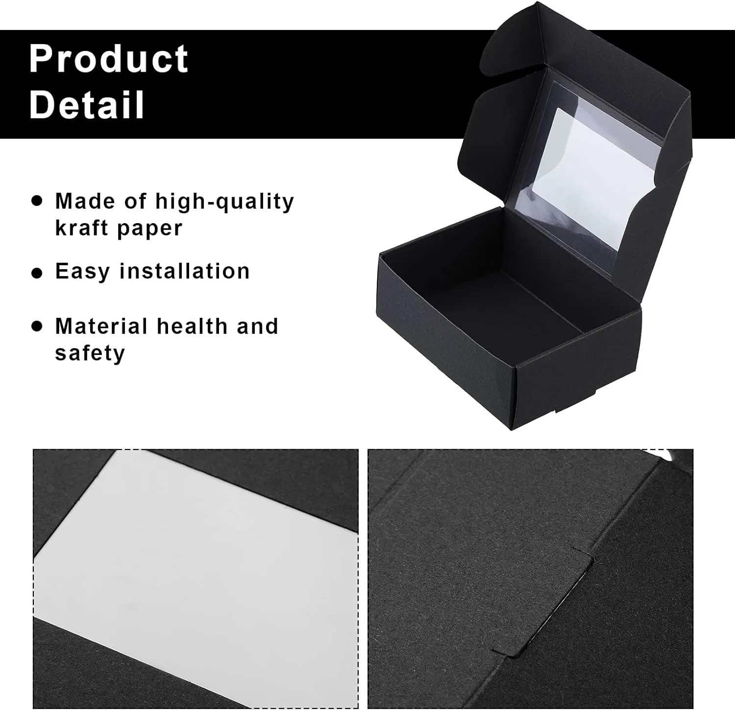 Zonon 60 Pcs Soap Boxes for Homemade Packaging Mini Kraft Treat Box with Window for Gift Present Bakery Candy Packaging(Black,3.7 x 2.6 x 1.4 Inch)