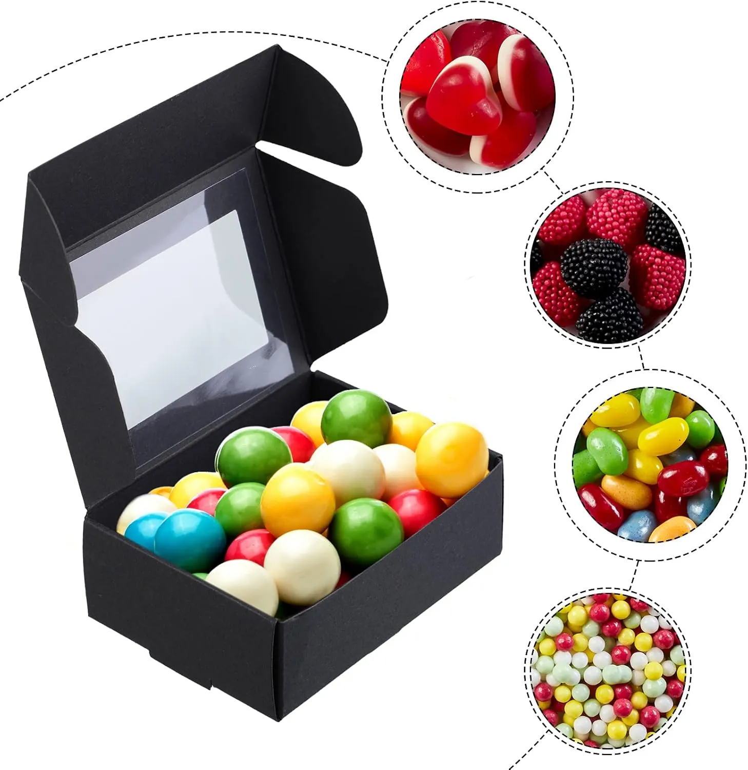Zonon 60 Pcs Soap Boxes for Homemade Packaging Mini Kraft Treat Box with Window for Gift Present Bakery Candy Packaging(Black,3.7 x 2.6 x 1.4 Inch)