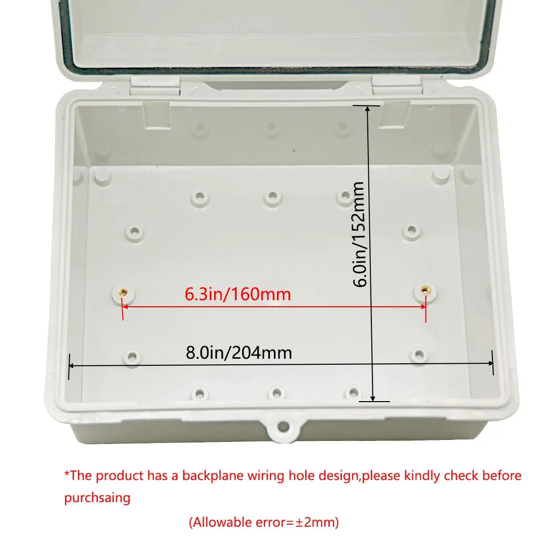 Zulkit Junction Box ABS Plastic Dustproof Waterproof IP65 Electrical Boxes Hinged Shell Outdoor Universal Project Enclosure 8.7 x 6.7 x 4.3 inch (220x170x110 mm)