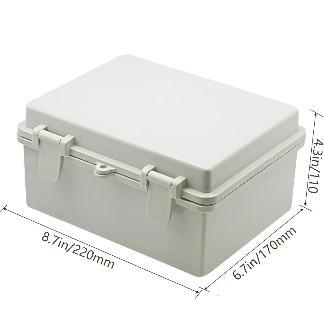 Zulkit Junction Box ABS Plastic Dustproof Waterproof IP65 Electrical Boxes Hinged Shell Outdoor Universal Project Enclosure 8.7 x 6.7 x 4.3 inch (220x170x110 mm)